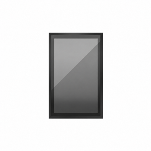 Black aluminium smoked glass cabinet door - 715 x 496 m