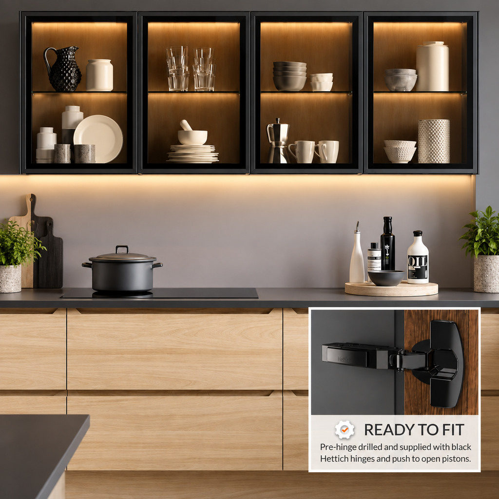 Black Aluminium Door – Fluted Glass