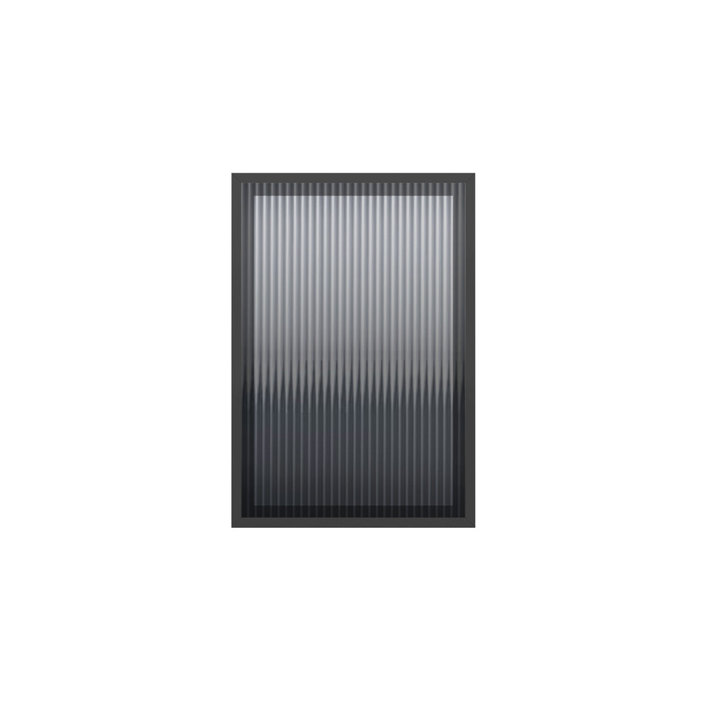 Black aluminium fluted glass cabinet door - 715 x 496 m
