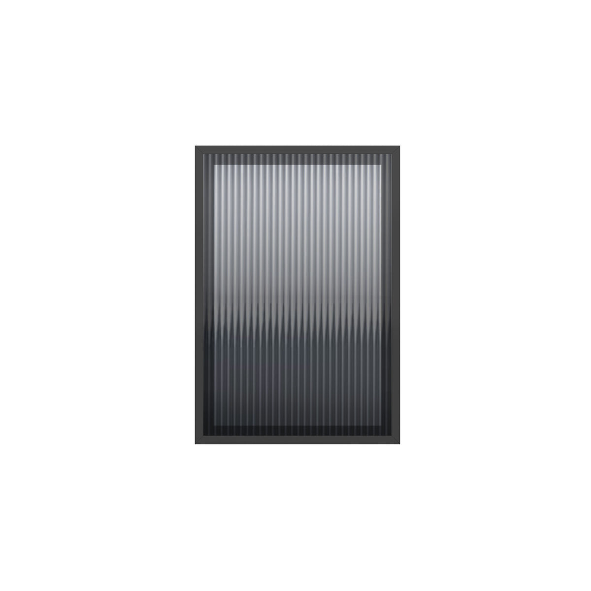 Black aluminium fluted glass cabinet door - 715 x 496 m