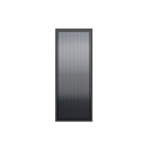 Black aluminium fluted glass cabinet door - 1245 × 496 mm